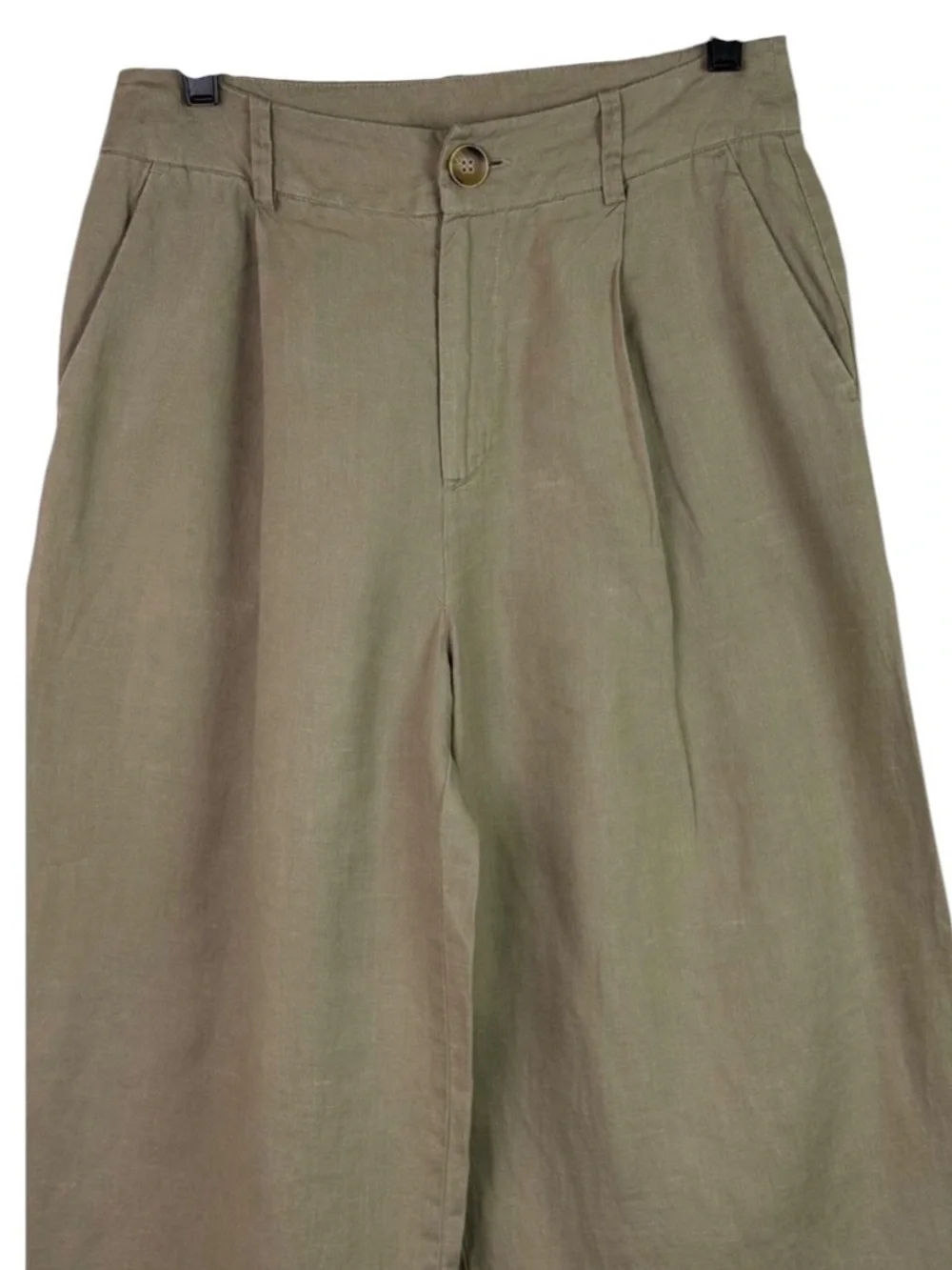 Zara 100% Linen Neutral Tan High Waist Wide Leg Pants M